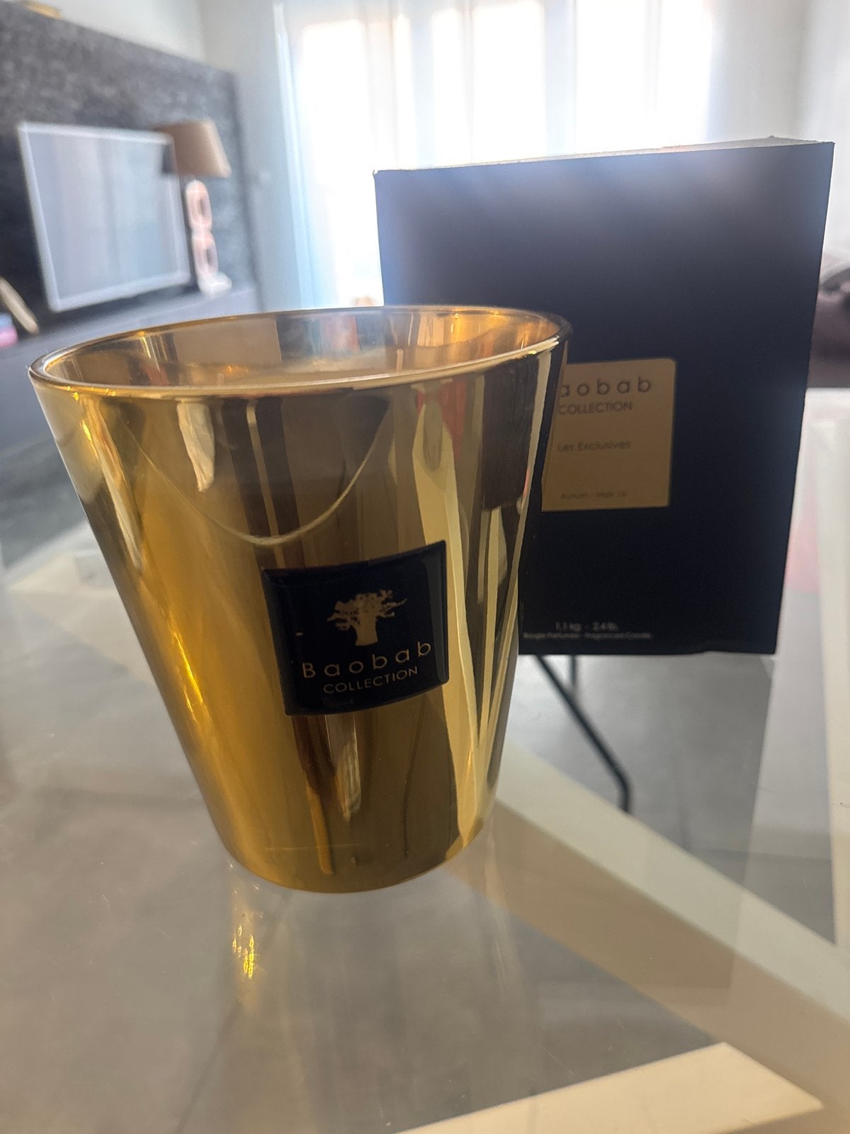 Baobab Collection Kaars goud 16 cm, Overige merken, Was, Ophalen of Verzenden, Zo goed als nieuw