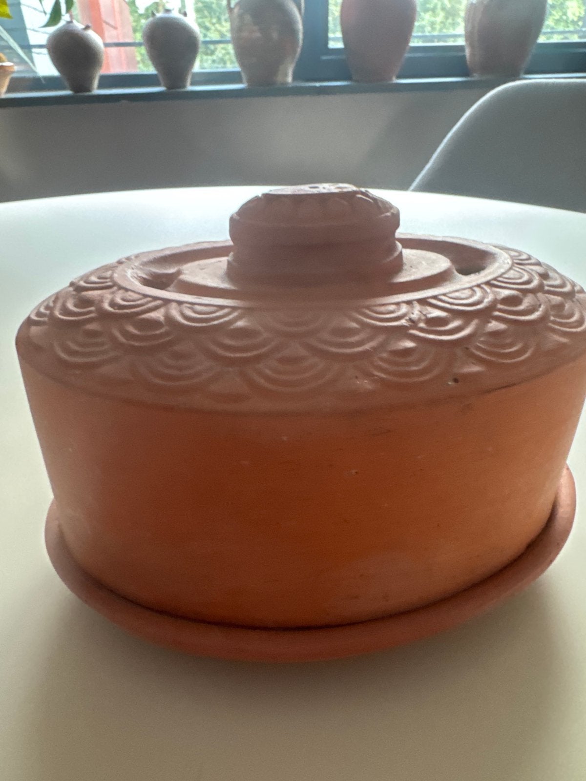 Authentieke Franse Terracotta Boterkoeler met Glazen Binnens, Ophalen