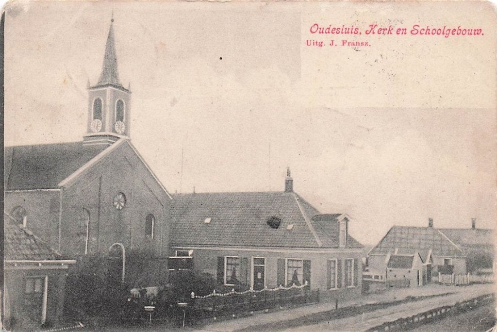 702-129-003 Oudesluis Kerk En Schoolgebouw, Verzenden, Voor 1920, Noord-Holland