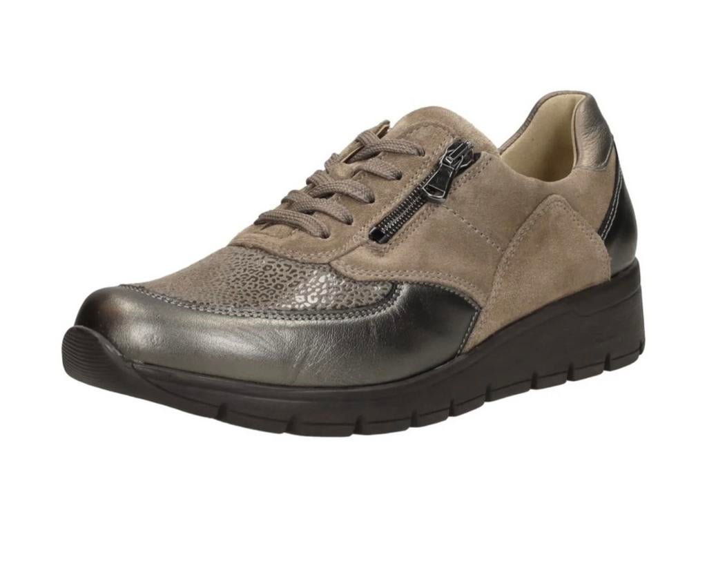 Dames Leren sneaker taupe Waldlaufer mt 39 (hallux valgus), Bruin, Ophalen of Verzenden, Sneakers of Gympen, Zo goed als nieuw