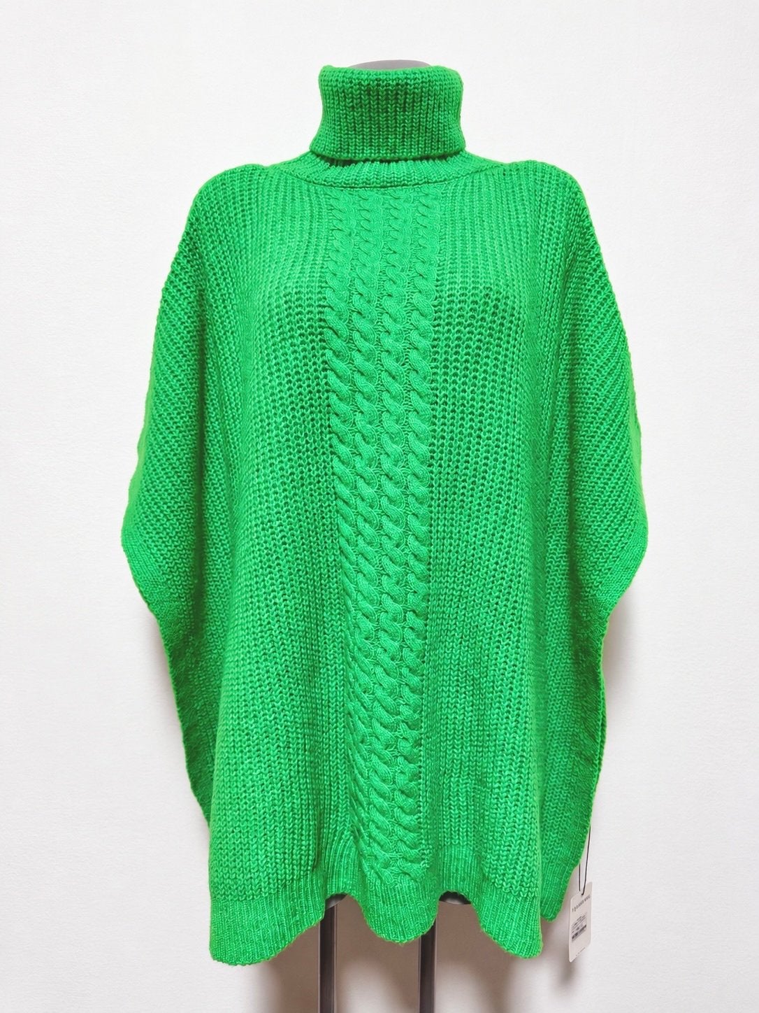 Yehwang Gebreide Poncho met Col One Size, Verzenden, Nieuw, Maat 46/48 (XL) of groter, Groen