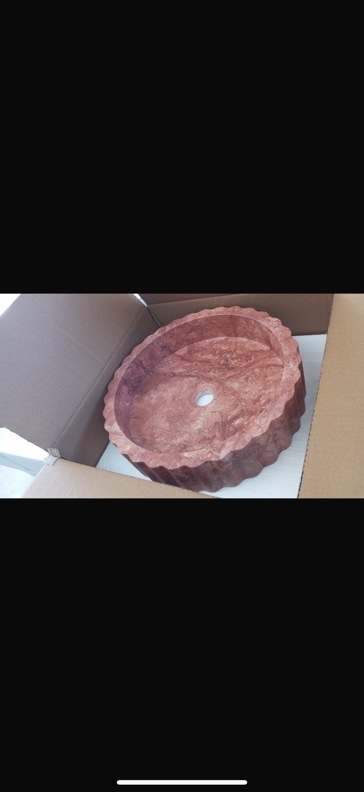 de travertin waskom met ribbels., Ophalen, Minder dan 50 cm, Nieuw, Minder dan 25 cm