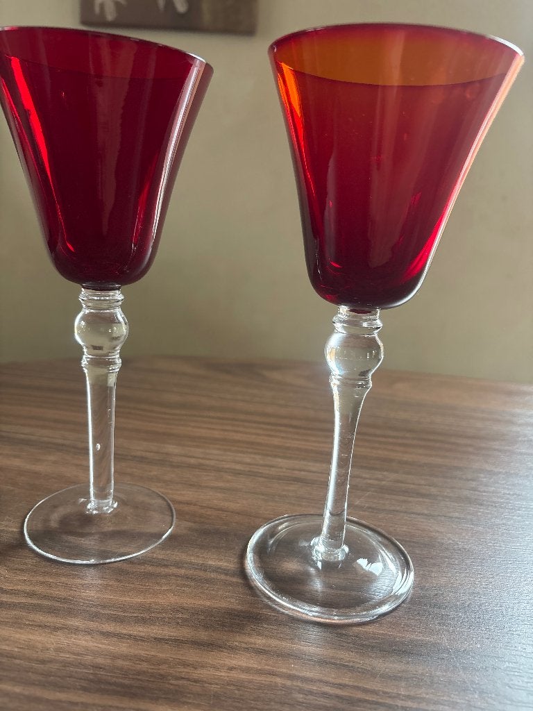 Wijnglazen CALICI ROSSO RUBINO PIEDISTALLO TRASPARENTE, Ophalen, Zo goed als nieuw, Overige typen