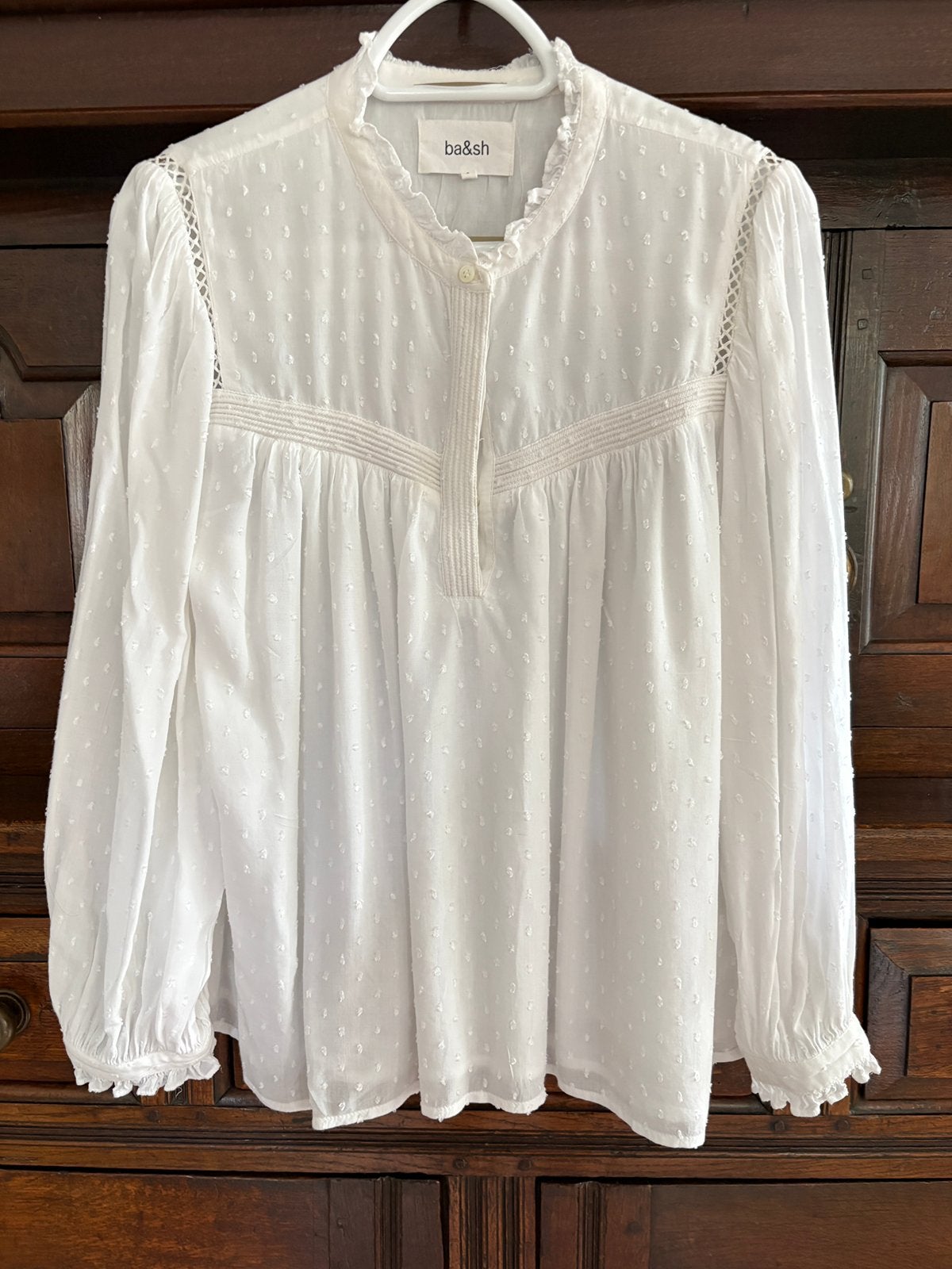 Blouse Ba&sh mt 2 zgan, Ophalen of Verzenden, Zo goed als nieuw, Maat 38/40 (M), Wit