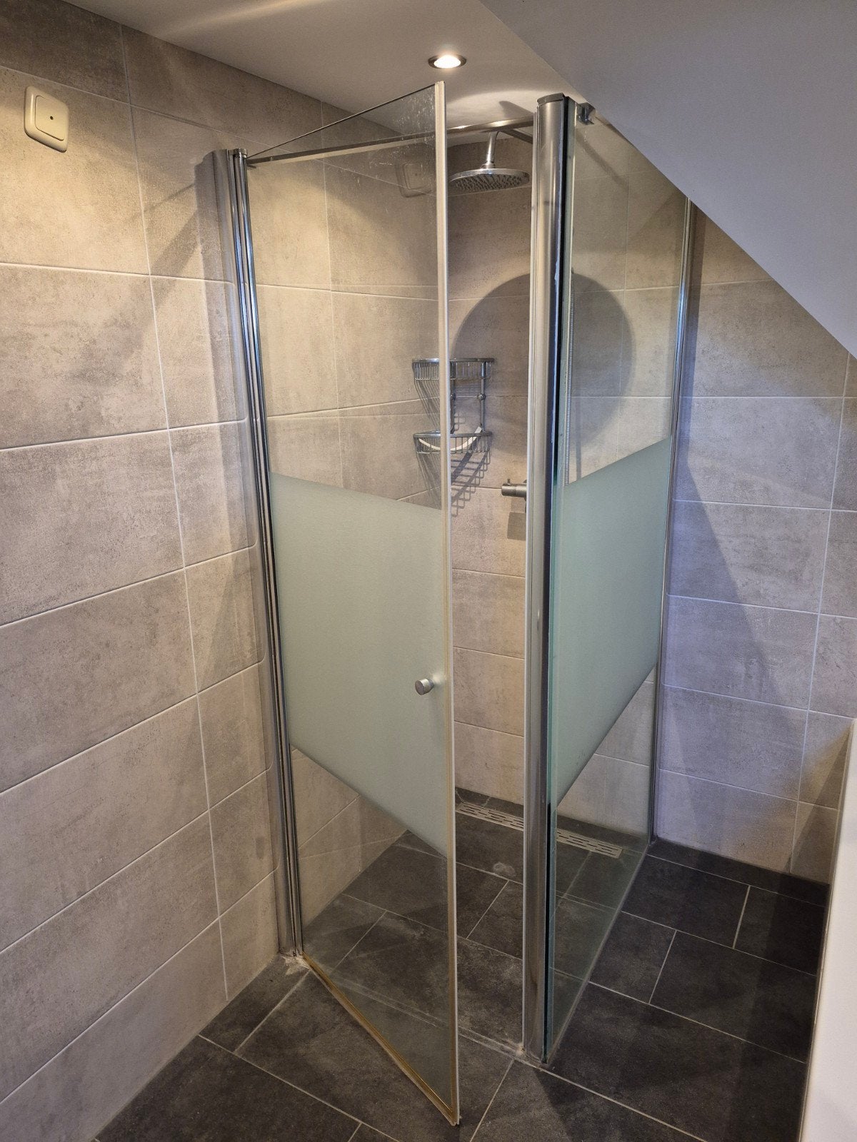 Douchecabine met deur - 202x90x79 cm, Ophalen, Gebruikt, Chroom, Douche