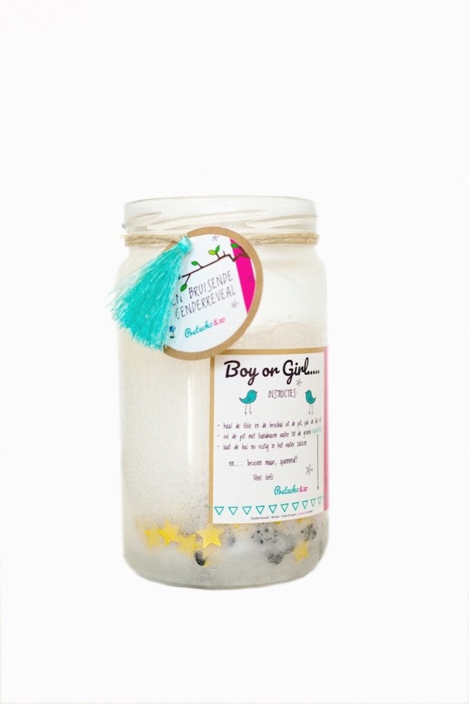 Gender reveal bruisbal in een pot, ook leuk om te bewaren, Ophalen of Verzenden, Nieuw, Geboorte of Huwelijk