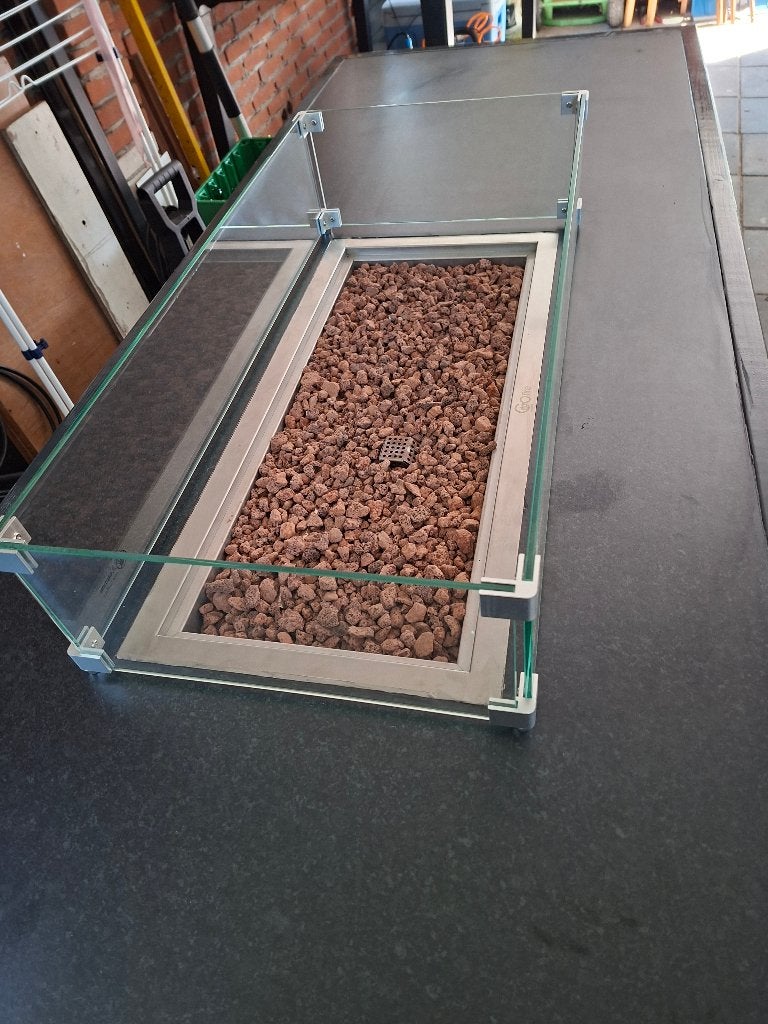 Vuurtafel groot 85 cm 267 cm met inbouw brander, Ophalen, Kunststof, 50 tot 100 cm, Vijf personen of meer