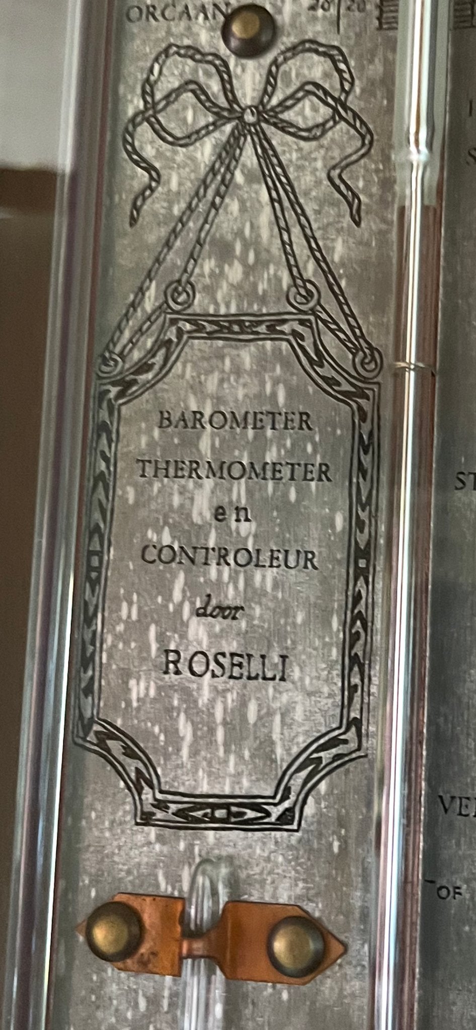 Antieke Barometer Thermometer door Roselli, Ophalen, Gebruikt, Barometer