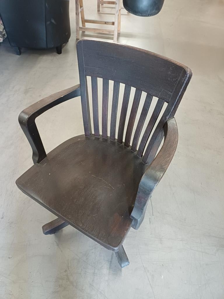 Antieke Houten Bureaustoel., Antiek en Kunst, Antiek | Meubels | Stoelen en Banken, Ophalen