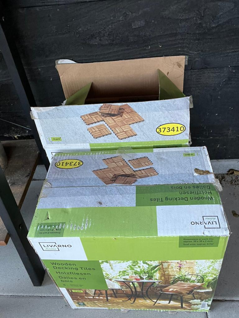 Livarno Wooden Deck Tiles – 3,5 doos (ruim 3,3 m²), Tuin en Terras, Terrasdelen en Vlonders, Ophalen, Zo goed als nieuw, Hout
