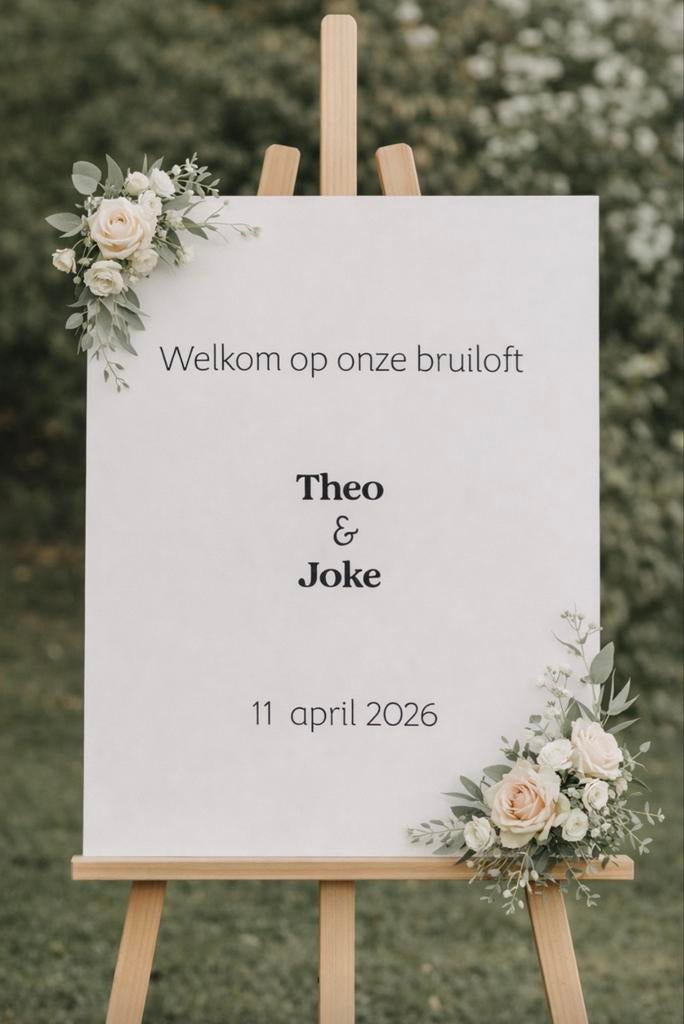 Persoonlijk Welkomstbord Bruiloft - Diverse Pakketten, Ophalen of Verzenden, Nieuw, Wit, Accessoires
