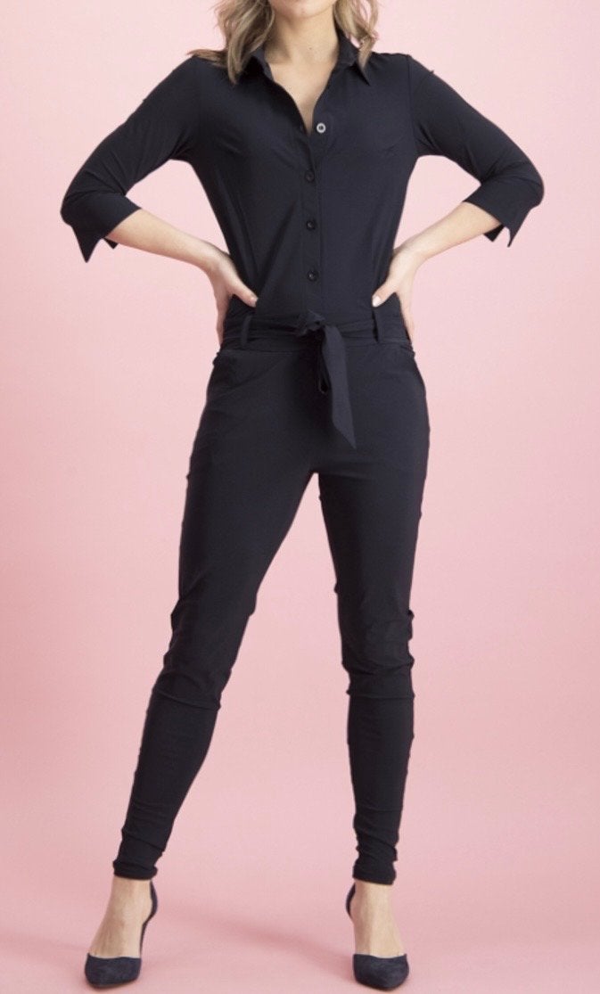 Studio Anneloes Angelique Jumpsuit Zwart Travelstof Maat S, Verzenden, Zo goed als nieuw, Maat 36 (S), Zwart
