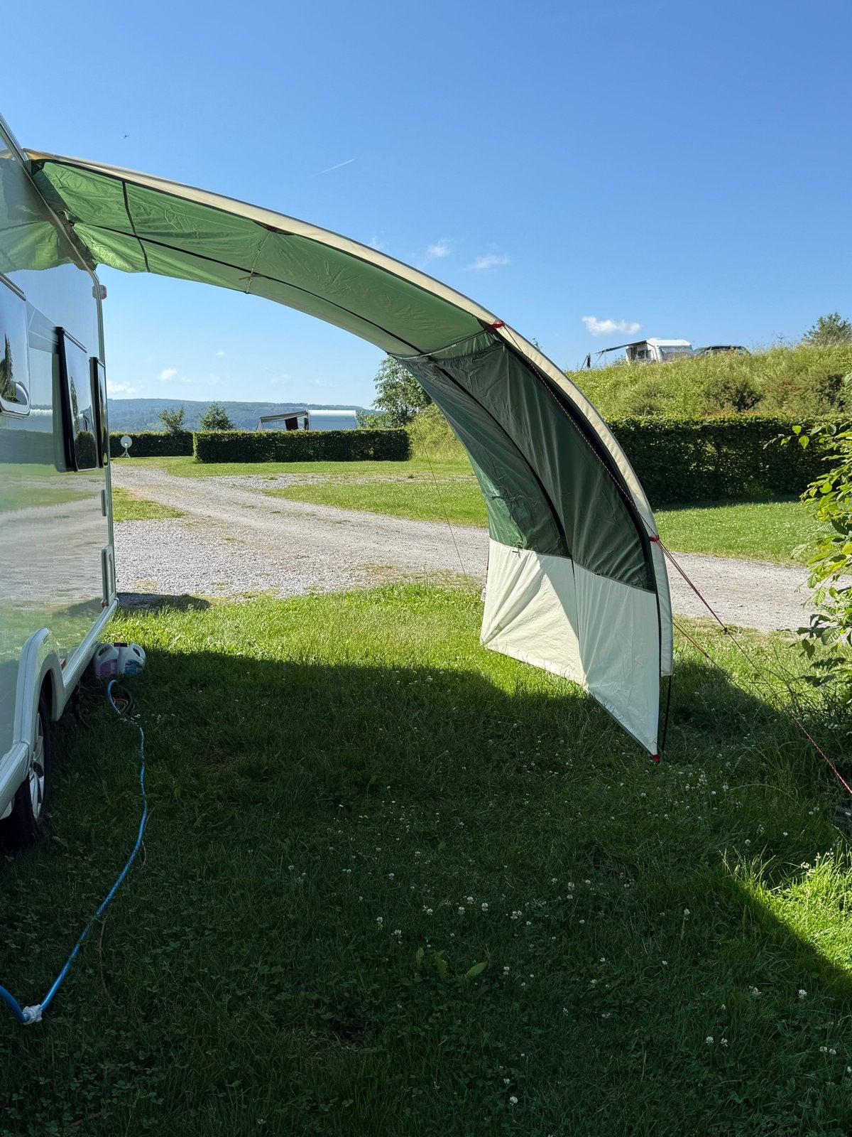 Waterdichte luifel voor caravan - Groen/Beige, Caravans en Kamperen, Ophalen of Verzenden, Zo goed als nieuw, Polyester, Overige merken