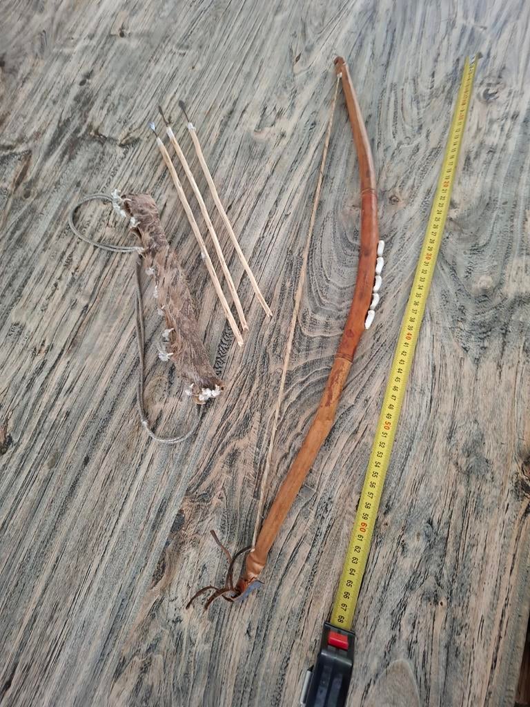 Indianen Pijl en Boog Set met Leren Koker - 67 cm, Ophalen of Verzenden