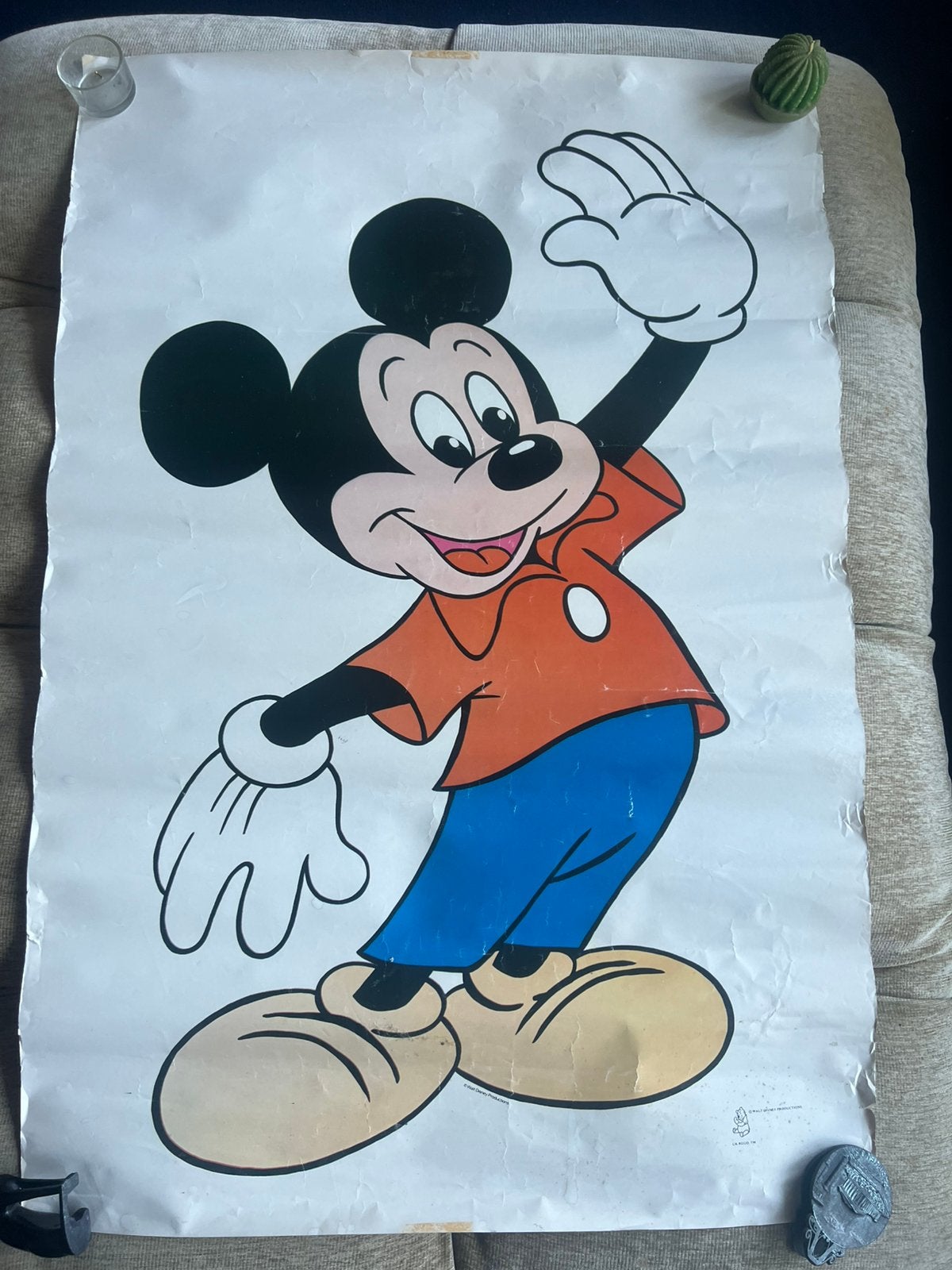 Vintage Jaren '80 Poster Walt Disney Mickey Mouse., Ophalen of Verzenden, Mickey Mouse, Gebruikt, Plaatje of Poster