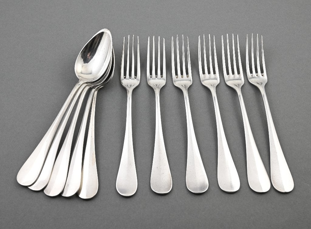 Christofle; 6 vrk; 5 lpl; model Baguette (Fidelio); 19e eeuw, Verzenden