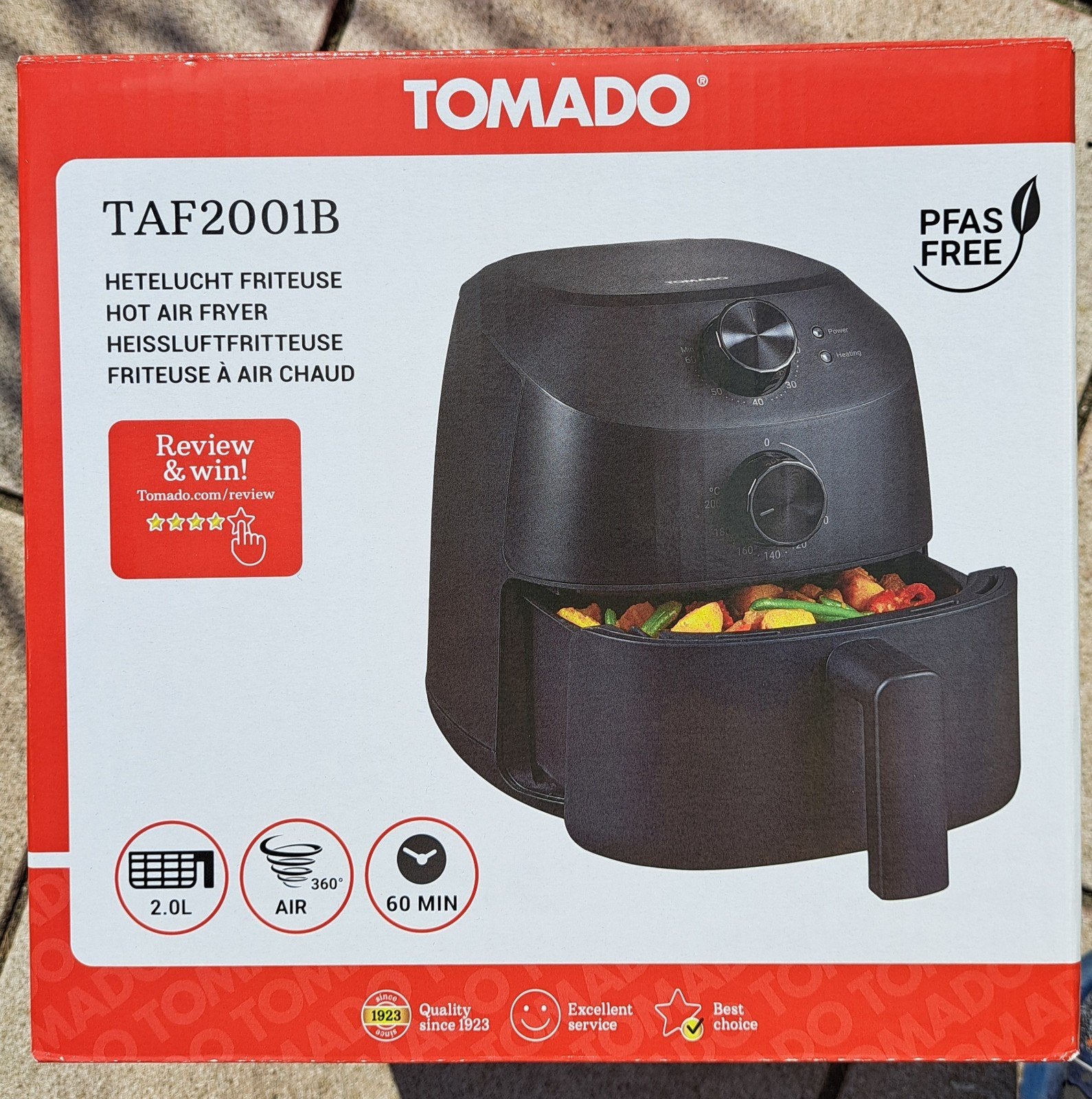 Tomado TAF2001B Heteluchtfriteuse - Compact & PFAS-vrij, Witgoed en Apparatuur, Ophalen of Verzenden, Nieuw, Airfryer, Minder dan 750 gram