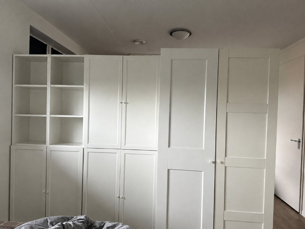 Large White Storage Cupboards / Wardrobe Set, Ophalen, Zo goed als nieuw, 25 tot 50 cm