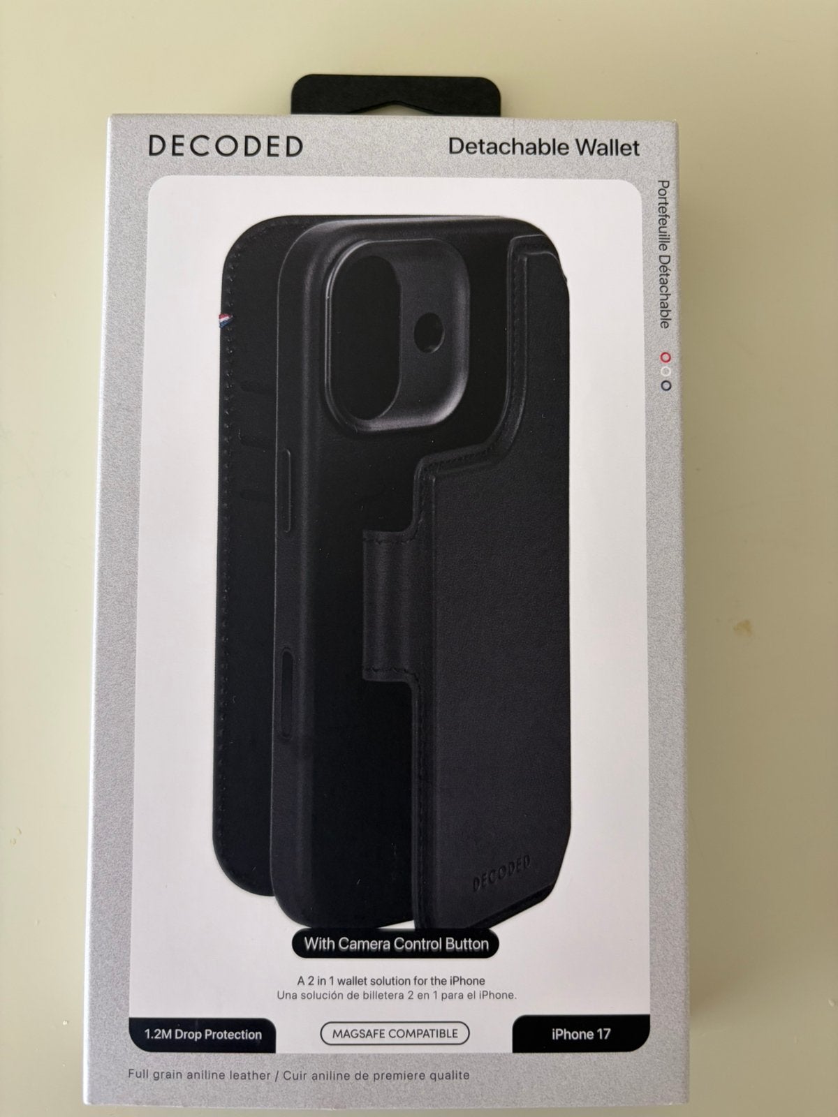 Decoded leren wallet voor iphone 17. Kleur zwart., IPhone 17, Zwart, Verzenden, Overige merken