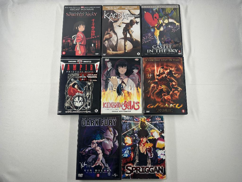 Japanse Anime DVDs Films en Series 8 stuks - nieuwstaat, Alle leeftijden, Ophalen of Verzenden, Zo goed als nieuw, Actie en Avontuur