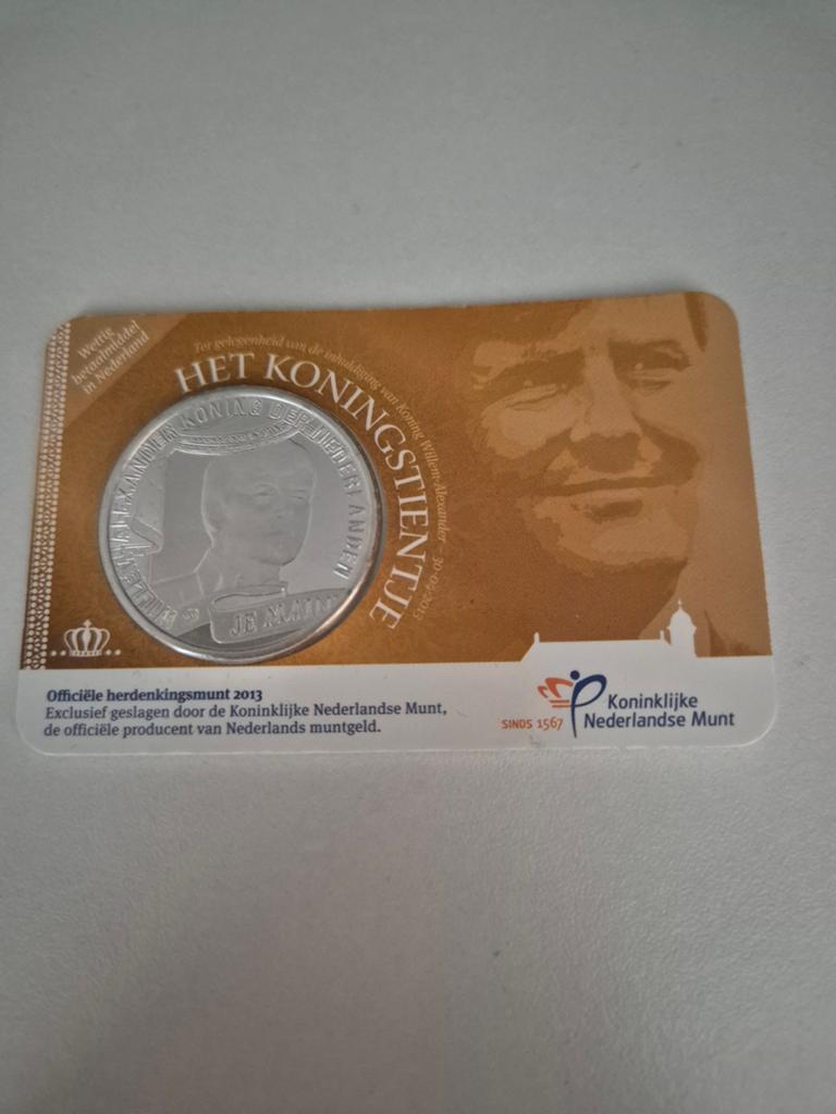 Het Koningstientje 2013 - Zwaar Verzilverde Munt, Koningin Beatrix, Zilver, Ophalen of Verzenden, Losse munt