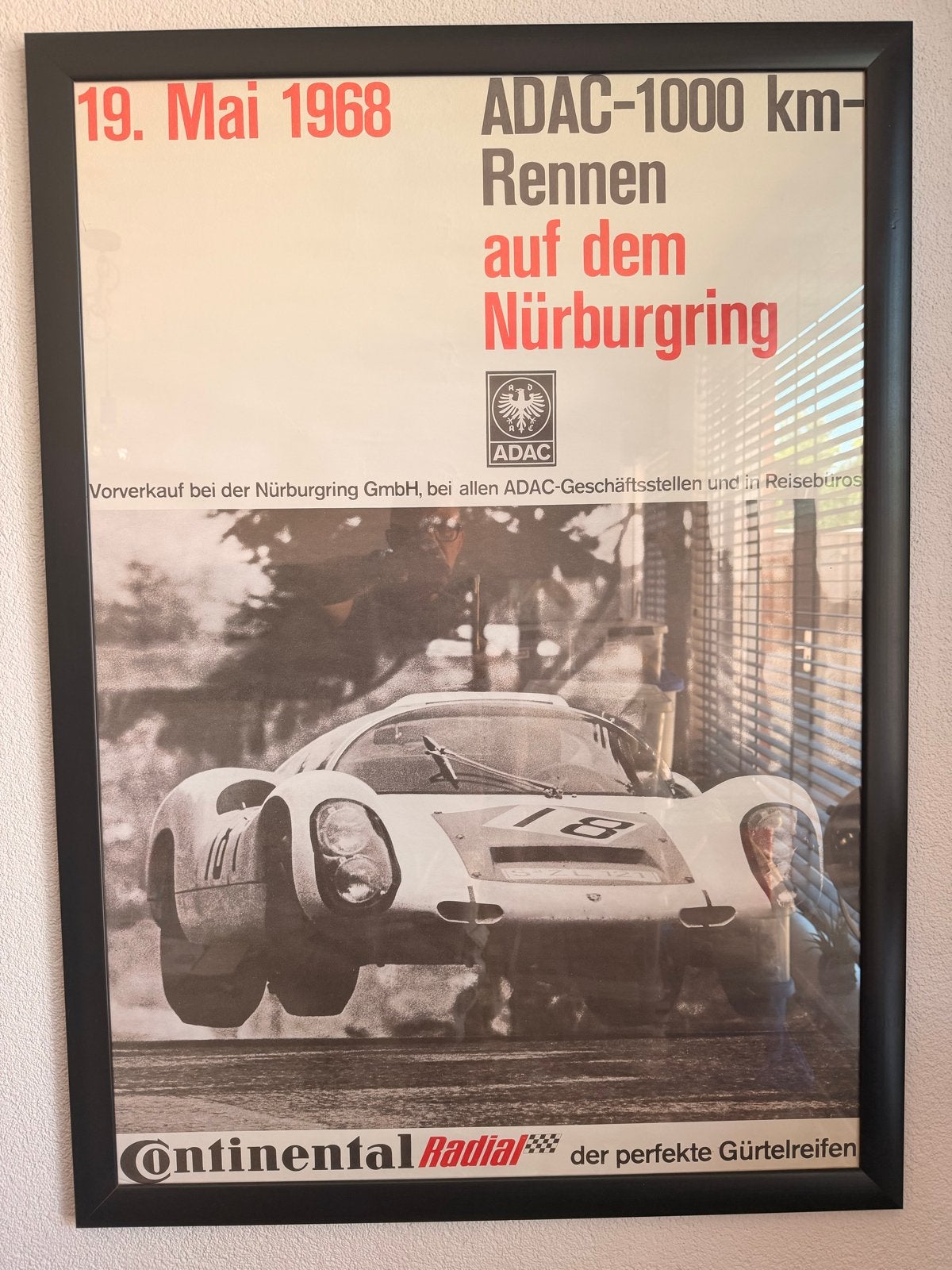 ADAC-1000 km-Rennen Nürburgring Porsche 907 poster 1968, Verzamelen, Ophalen, Met lijst, Sport, A1 t/m A3
