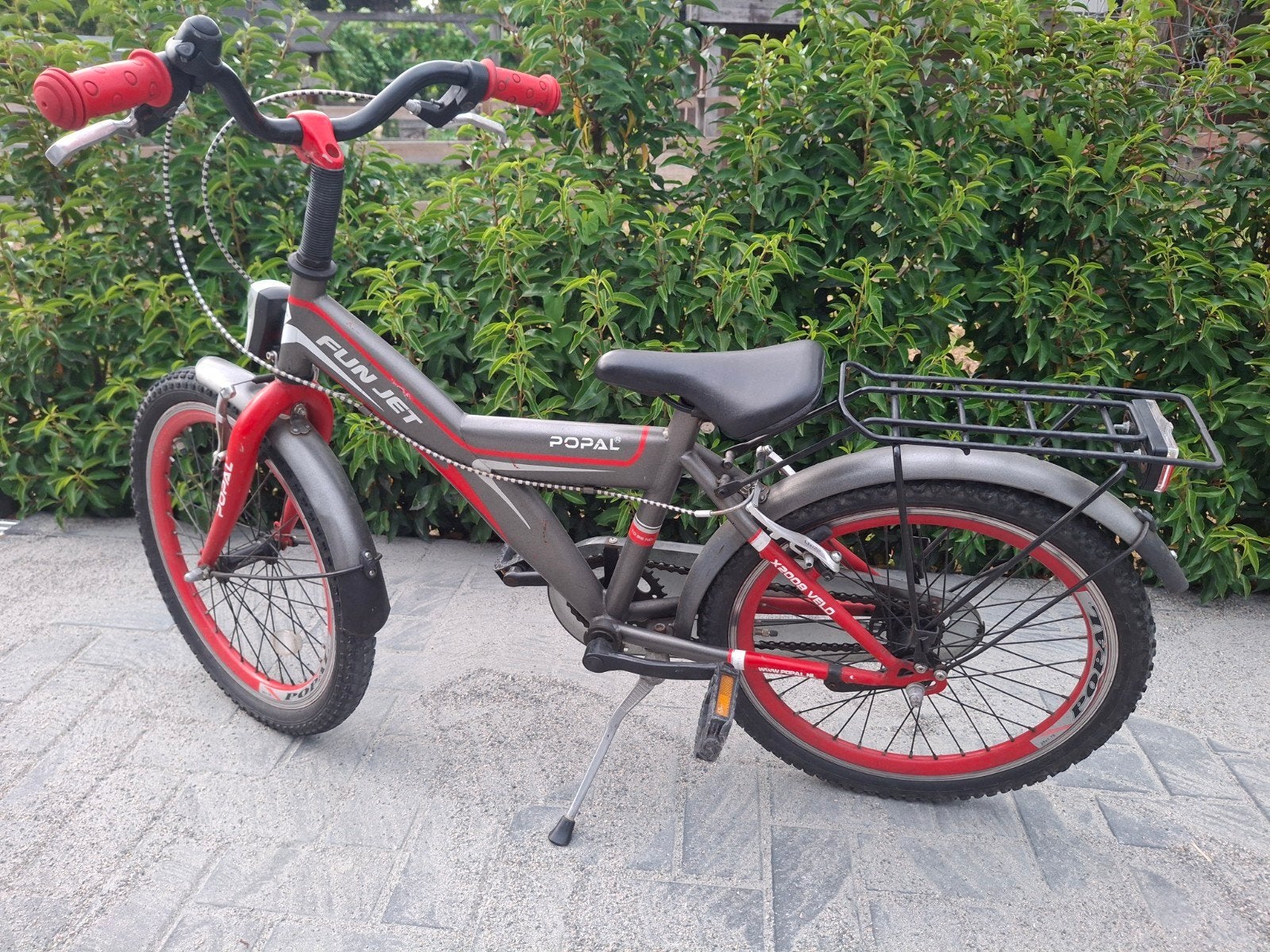 Popal Funjet Kinderfiets 20 inch - Grijs/Rood, Fietsen en Brommers, Ophalen, 20 inch of meer, Gebruikt, Velgrem