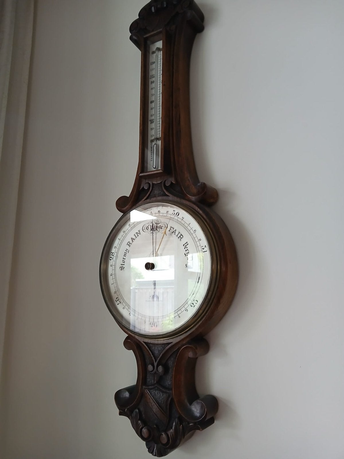 Antiek engelse barometer/thermometer, Ophalen