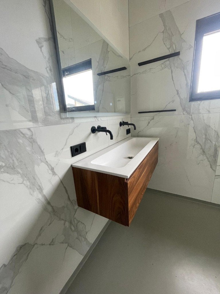 wastafelmeubel walnoot inclusief wasbak 120x45x32, Huis en Inrichting, Badkamer | Badkamermeubels, Ophalen, 100 tot 150 cm, Zo goed als nieuw