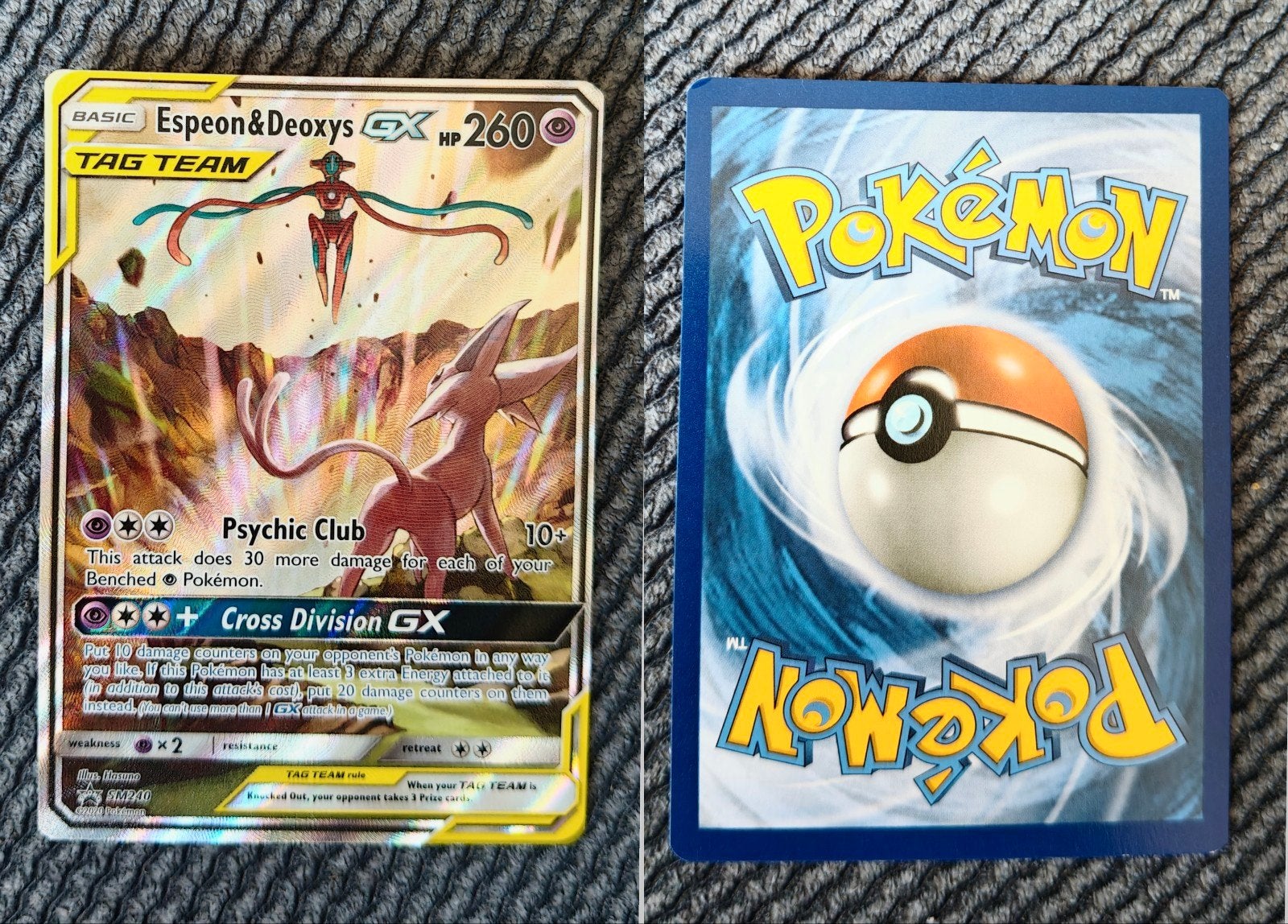 Pokémon Kaart: Espeon & Deoxys GX TAG TEAM (260 HP), Ophalen of Verzenden