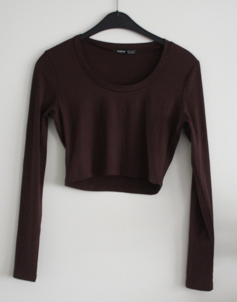bruine ribkroptop  maat m, Maat 38/40 (M), Bruin, Ophalen of Verzenden, Lange mouw