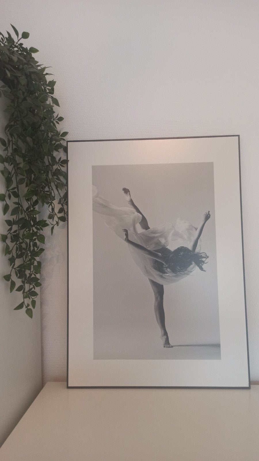 Danseres print op plaat in lijst groot, Ophalen, Zo goed als nieuw, Wit, 50 cm