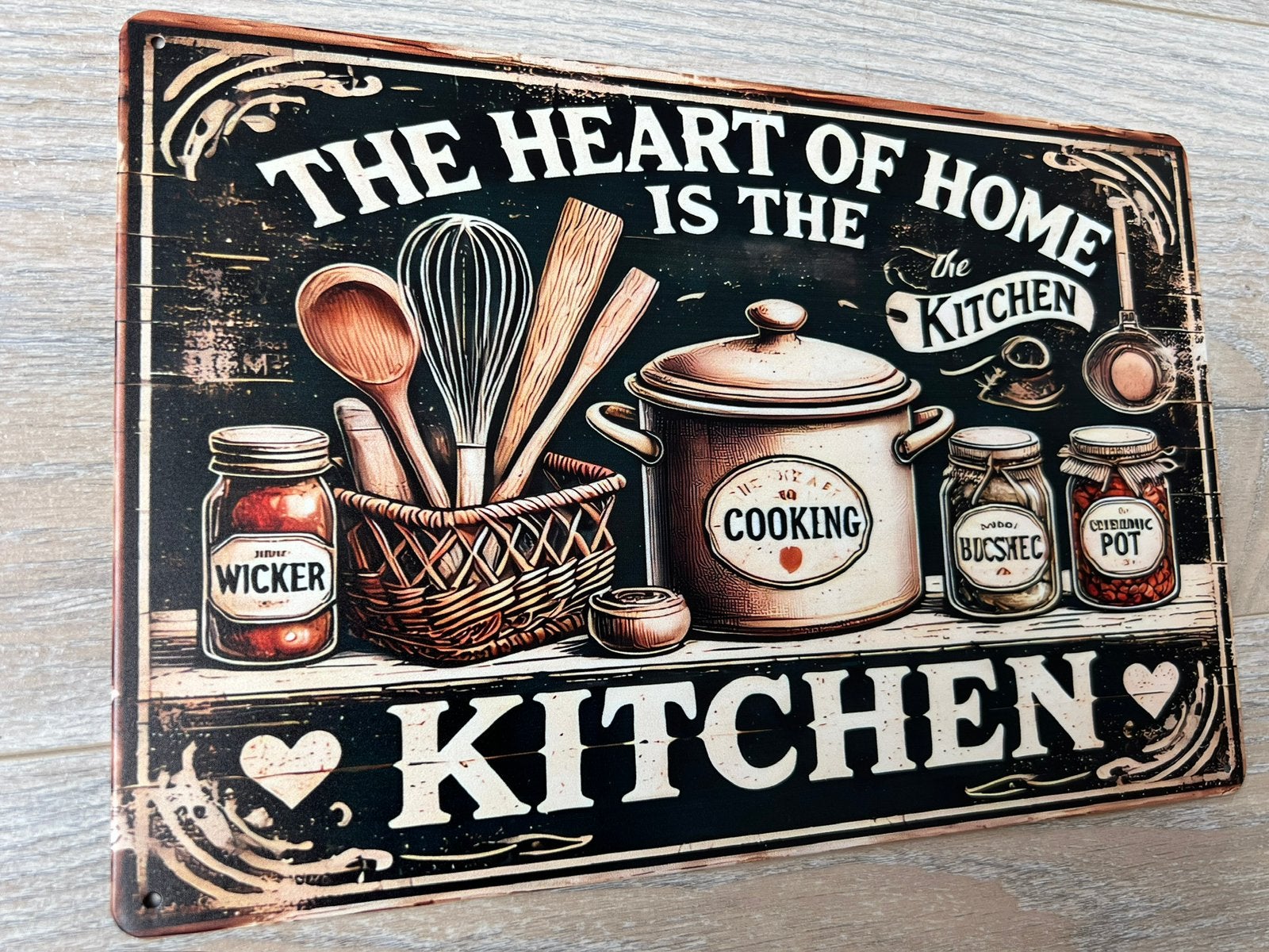 Metalen bordje voor in de keuken!, Huis en Inrichting, Woonaccessoires | Tekstborden en Spreuken, Ophalen of Verzenden, Zo goed als nieuw