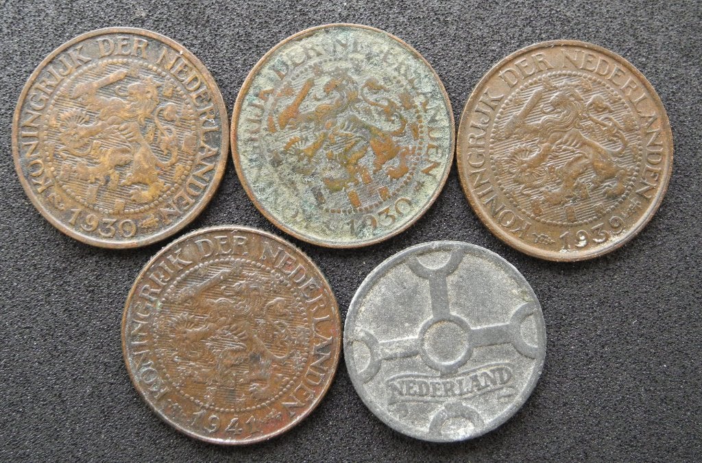 5 losse centen Wilhelmina 1930-1939-1941-1942, Ophalen of Verzenden, Koningin Wilhelmina, 1 cent, Setje