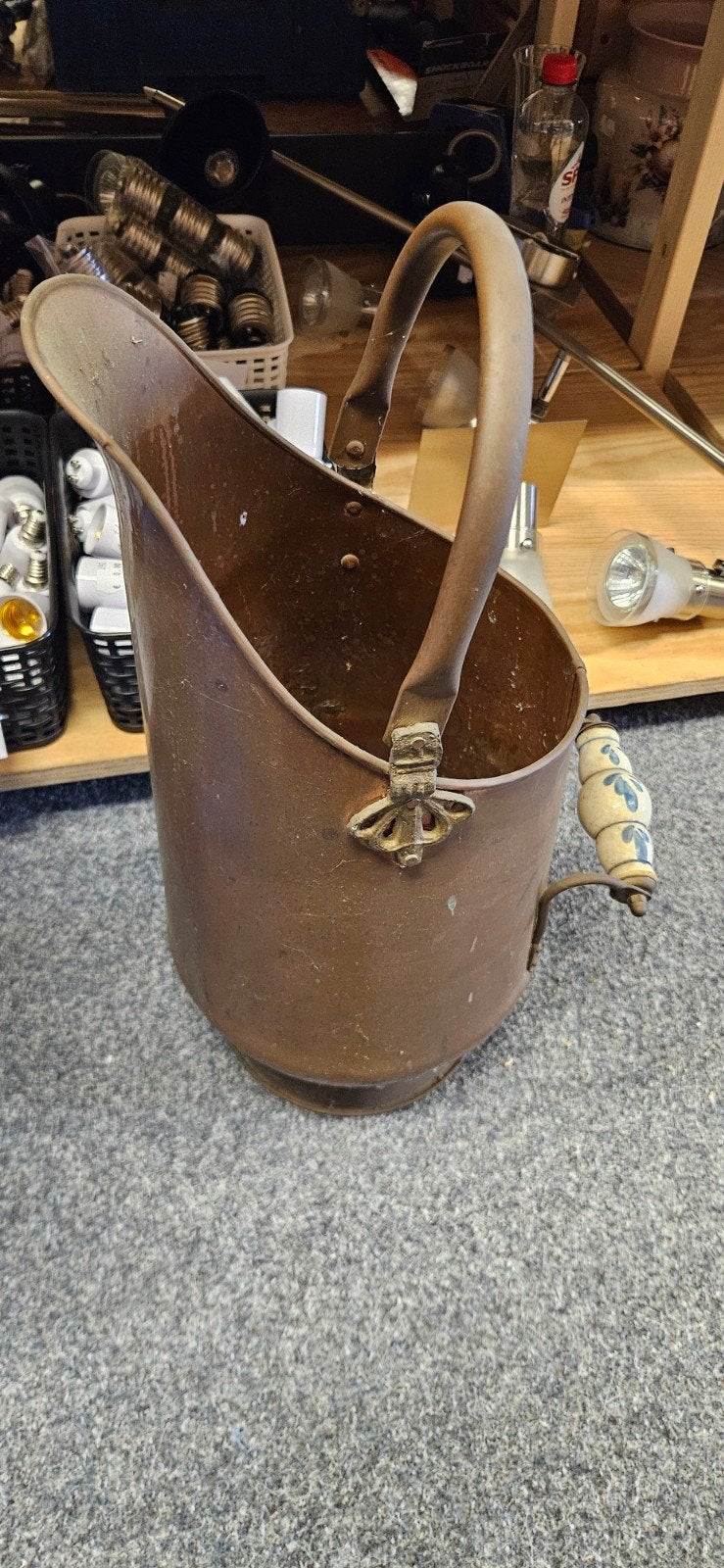Koperen kolenemmer met handvat, Ophalen of Verzenden