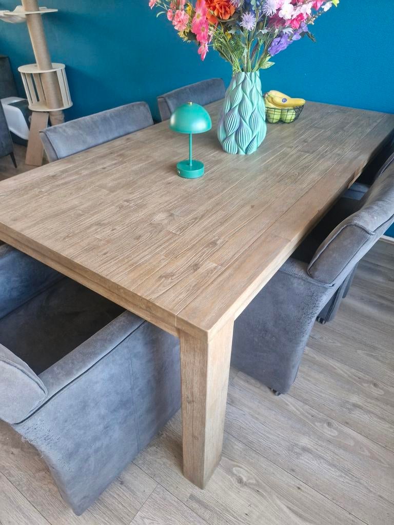 Eettafel en salontafel set - Hout, Huis en Inrichting, Tafels | Eettafels, Ophalen, Gebruikt, 100 tot 150 cm, Vijf personen of meer