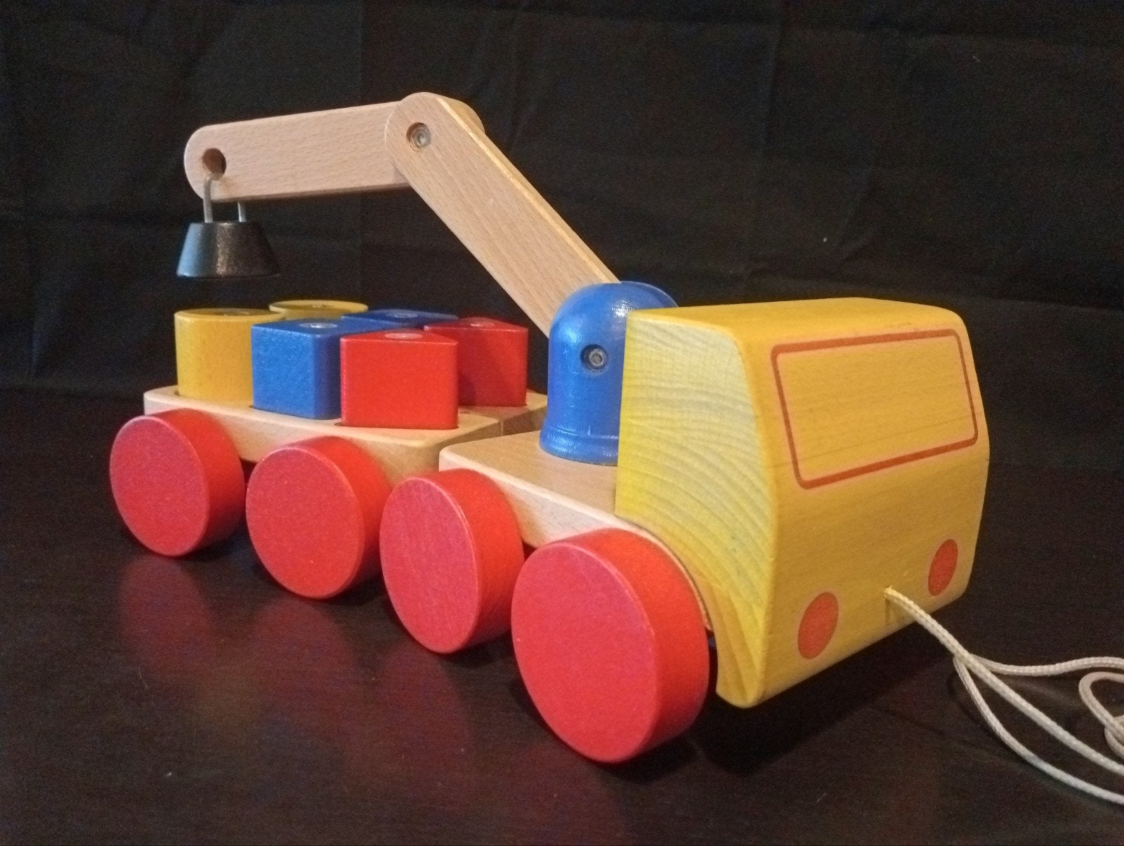 VINTAGE Houten speelgoed kraanwagen met blokken, Ophalen of Verzenden, Zo goed als nieuw, Jongen of Meisje