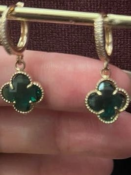 Nieuwe RVS Oorbellen Klavertje Vier Groen, Overige materialen, Hangers, Nieuw, Ophalen of Verzenden