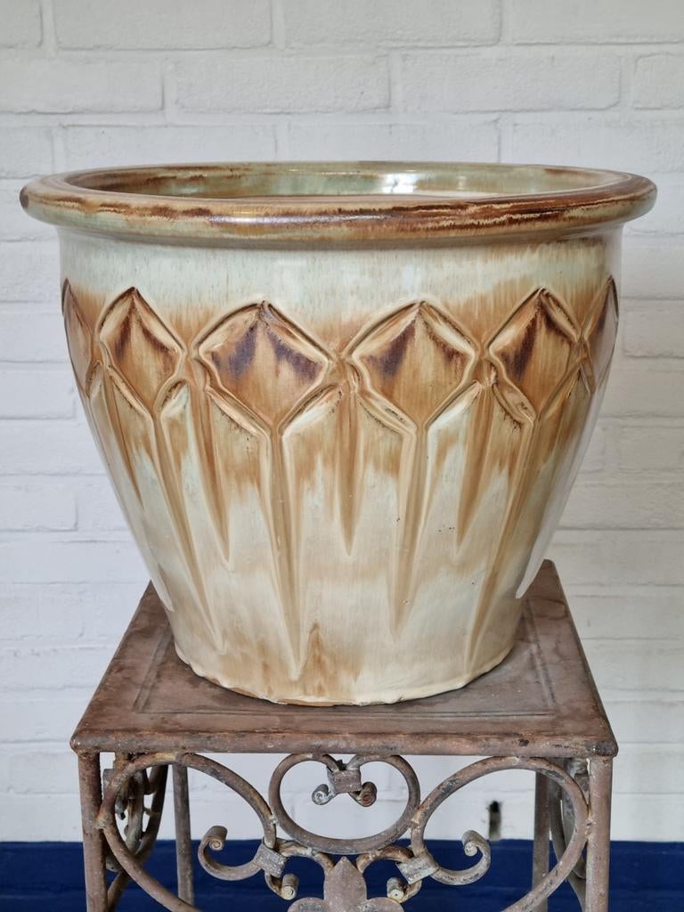 Grote bloempot  38 cm  voor buiten, Rond, Zo goed als nieuw, Terracotta, Balkon