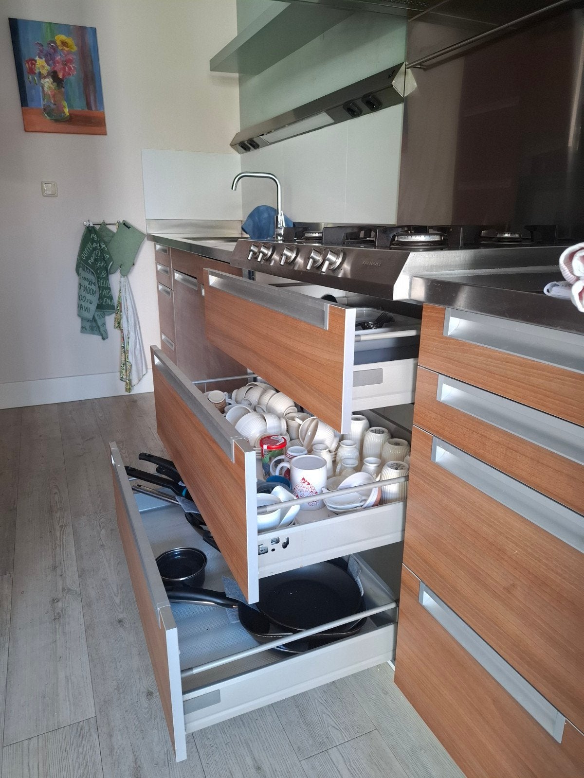 GRATIS OP TE HALEN EN ZELF DEMONTEREN, Ophalen, Gebruikt, Bruin, Dubbelwandige keuken