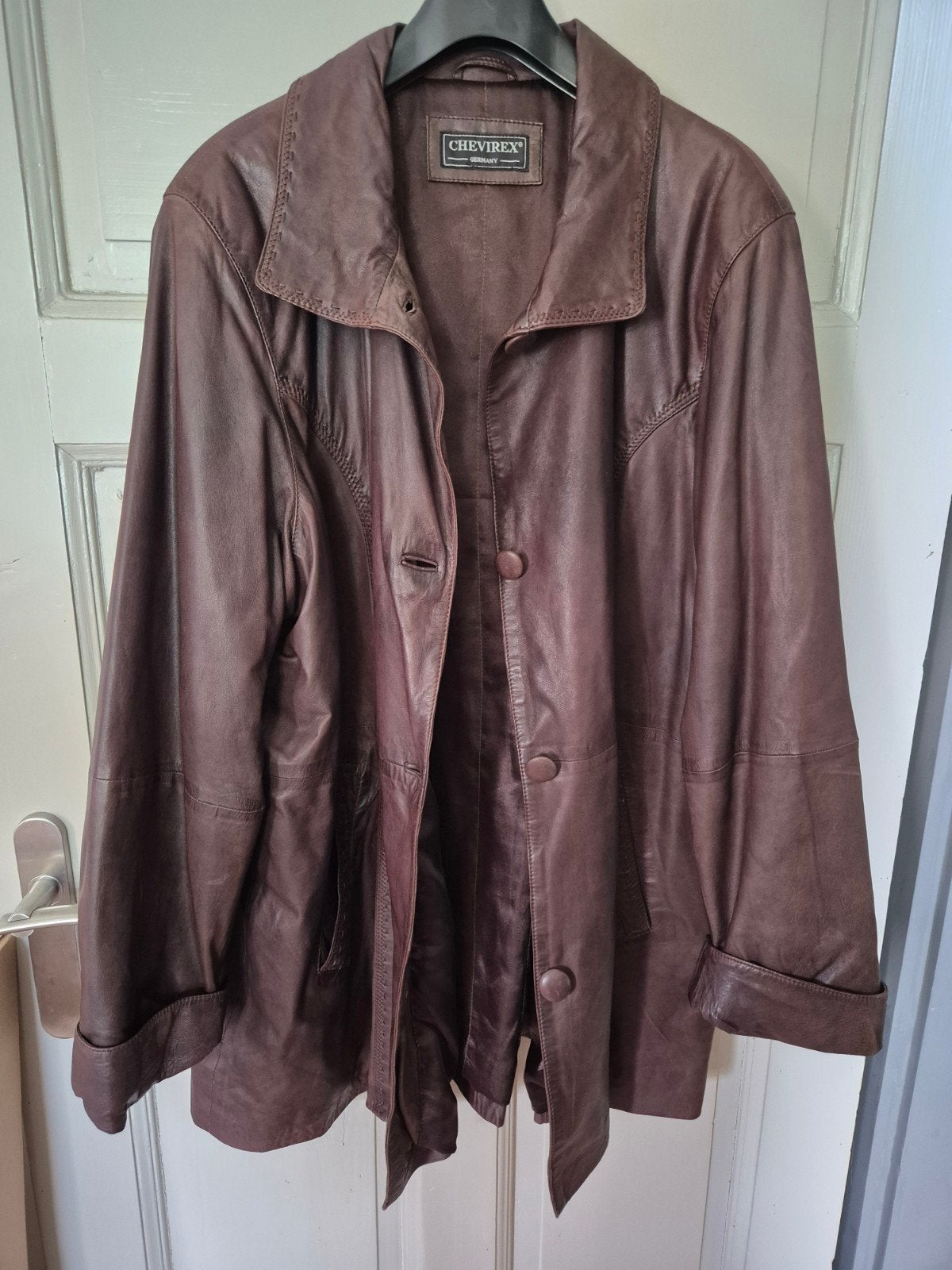 Leren jas chevirex maat 46, Kleding | Dames, Ophalen of Verzenden, Zo goed als nieuw, Bruin, Jas of Mantel