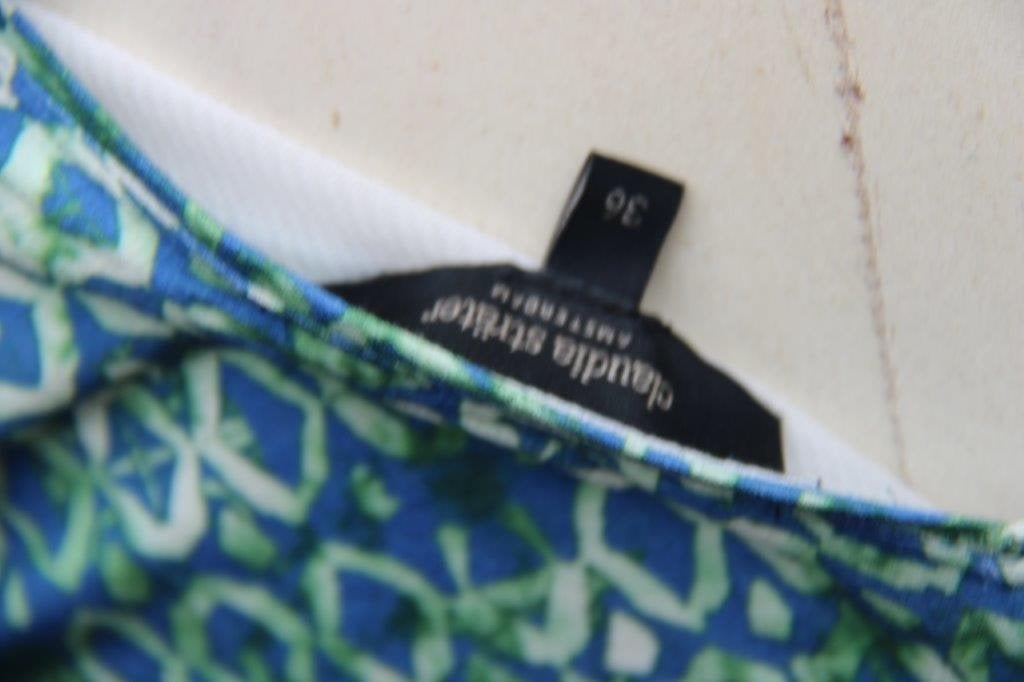 Jurk blauw/ groen Claudia Strater mt 36 Vaste prijs, Blauw, Ophalen of Verzenden, Zo goed als nieuw, Knielengte
