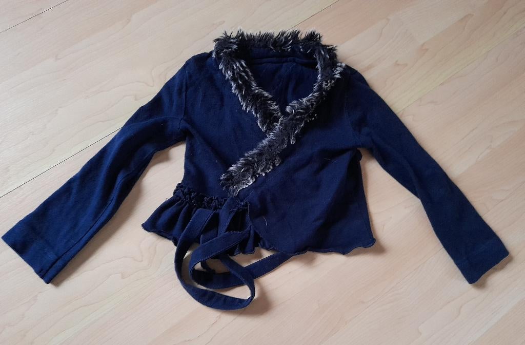 Donkerblauw OVERSLAG VEST met bont ongeveer maat 92, Ophalen of Verzenden, Zo goed als nieuw, Meisje, Trui of Vest