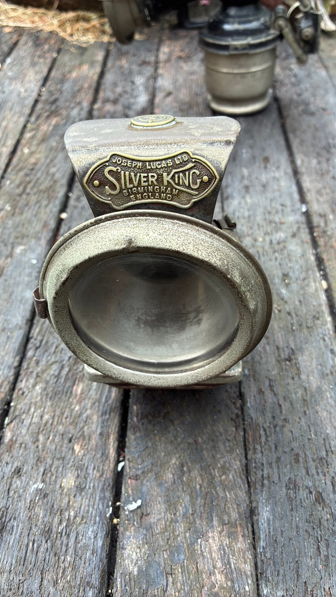 Antieke fietslamp op olie Joseph Lucas Silver King, Ophalen of Verzenden