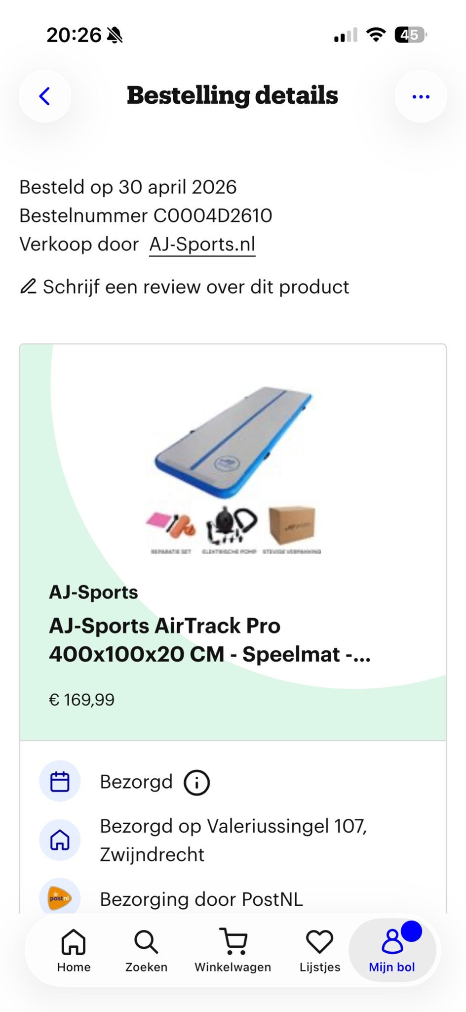 AJ-Sports AirTrack Pro 400x100x20 CM -  incl antislipmat, Ophalen, Zo goed als nieuw