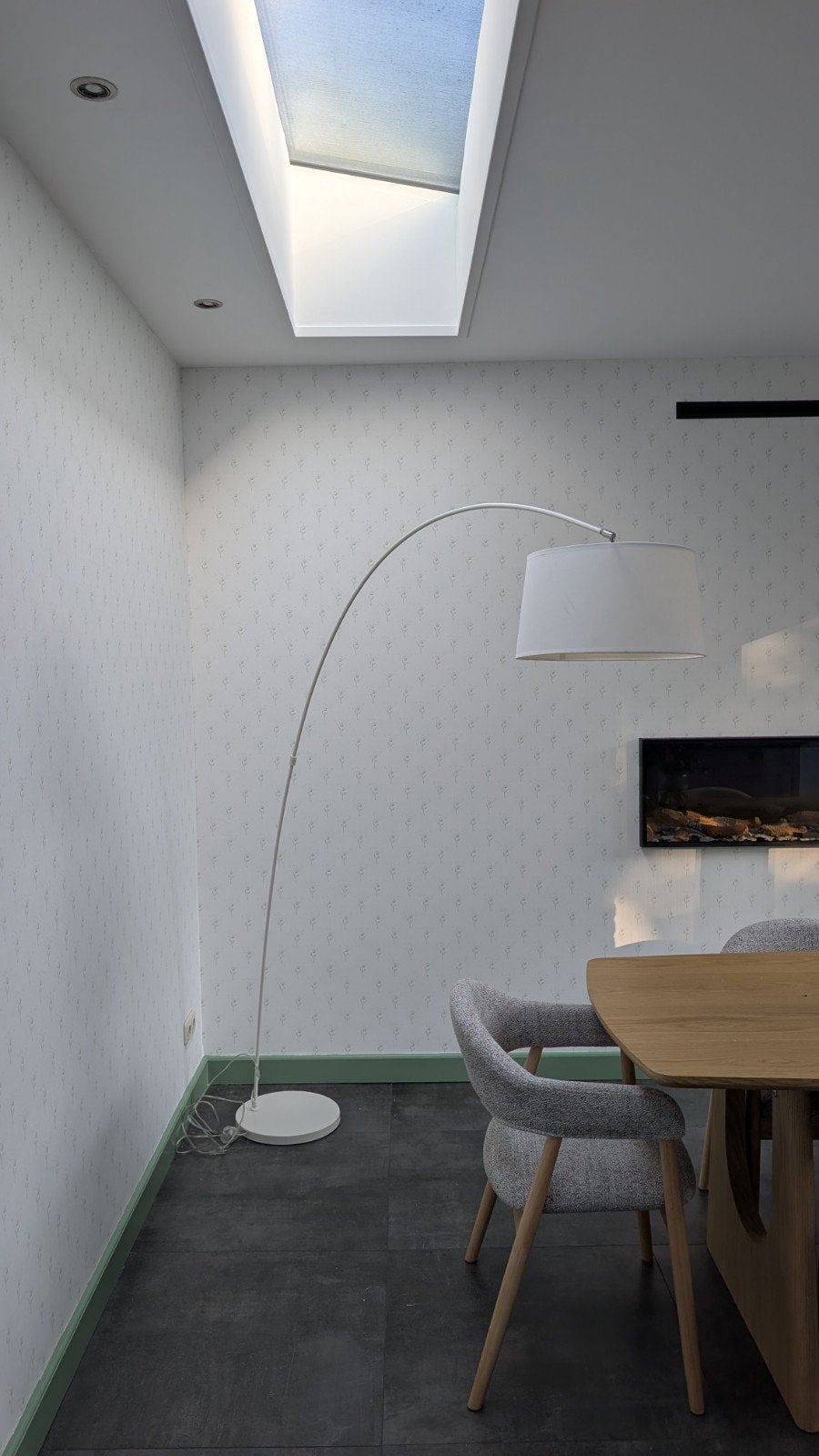 witte staande lamp, Ophalen, Gebruikt, E27 (groot), Metaal