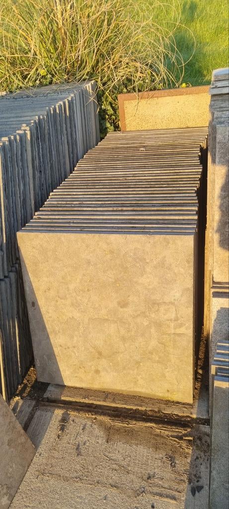 Ruim 26m2 chinees natuursteen 80x80cm 4cm dik te koop, Tuin en Terras, Tegels en Klinkers, Ophalen, Gebruikt, Terrastegels, Natuursteen