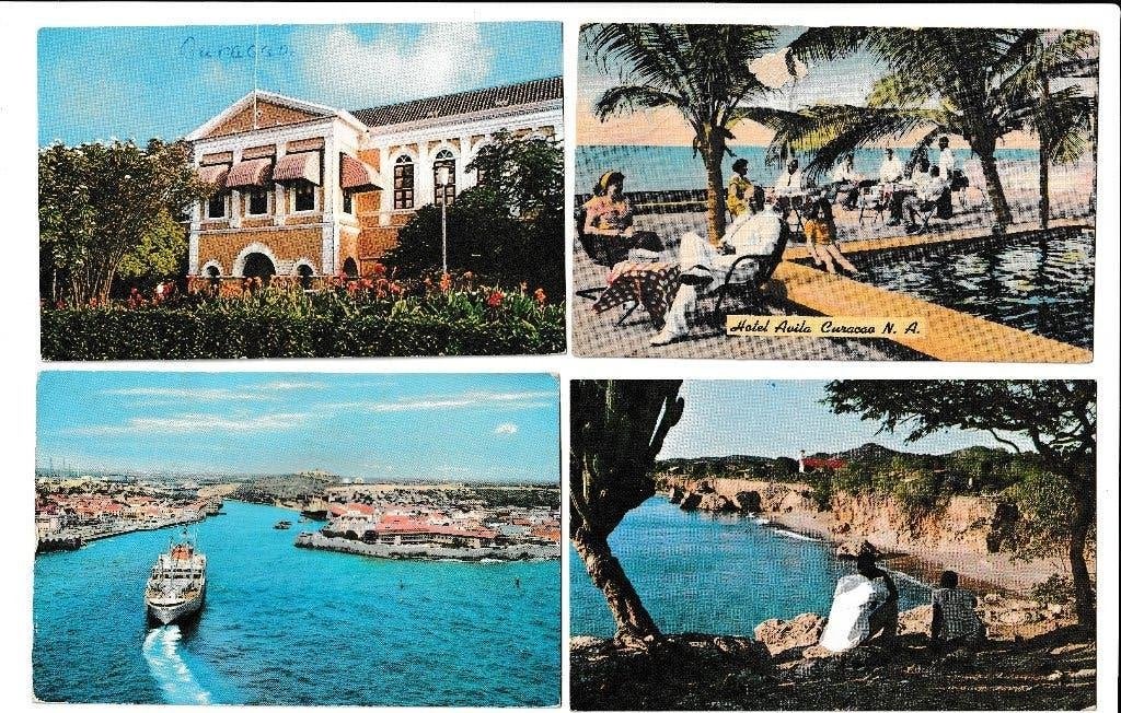 4x Ned. Antillen Curaçao 1960-1970, Ophalen, 1960 tot 1980, Gelopen, Buiten Europa
