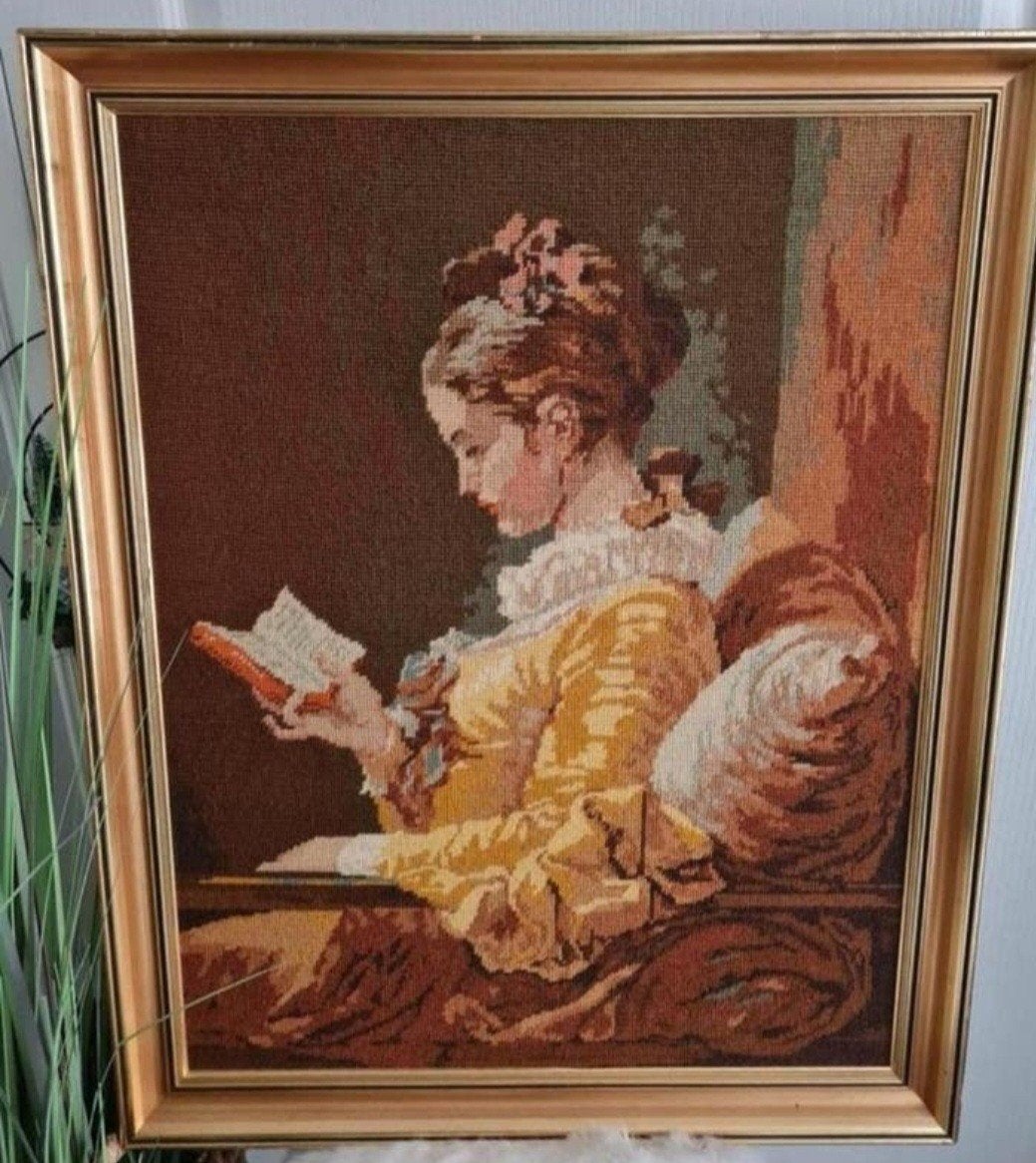 Vintage schilderij het lezende meisje/La liseuse, Ophalen