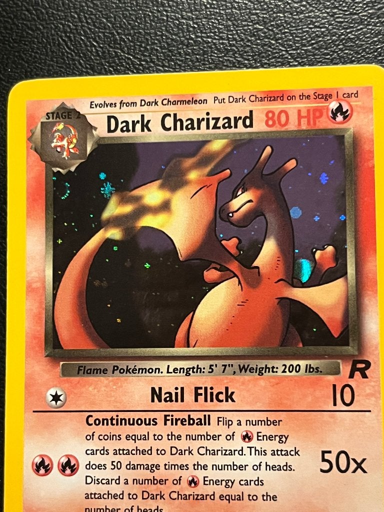 Pokémon kaart dark Charizard holo 4/82 team rocket 1999/2000, Ophalen of Verzenden, Zo goed als nieuw, Losse kaart, Foil